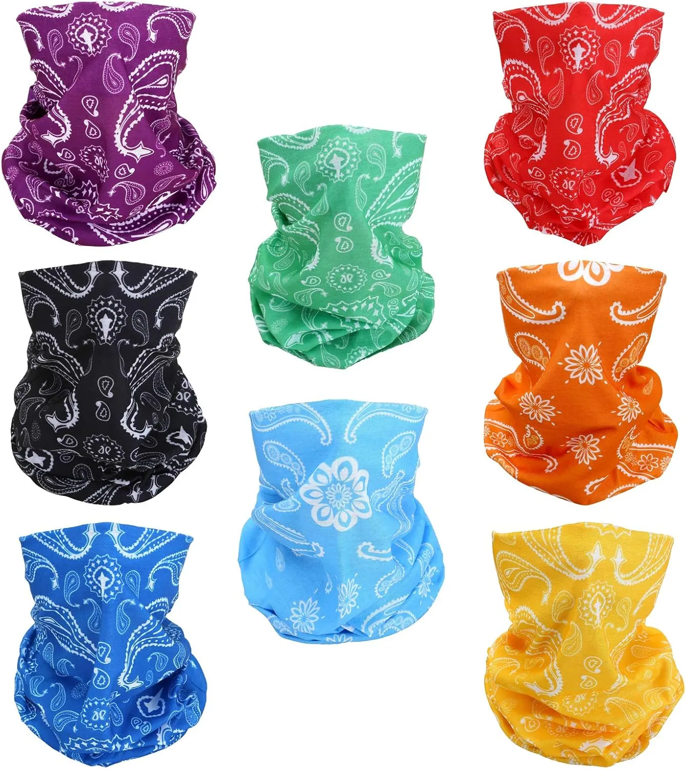 8 Cashew Flower Headband Bandana Balaclava Half Face Mask Shield Head Hair Scarf Neck Gaiter Hat Multipurpose For WoMen Men Breathable Reusable Washable Blue Red Orange Green Yellow Purple