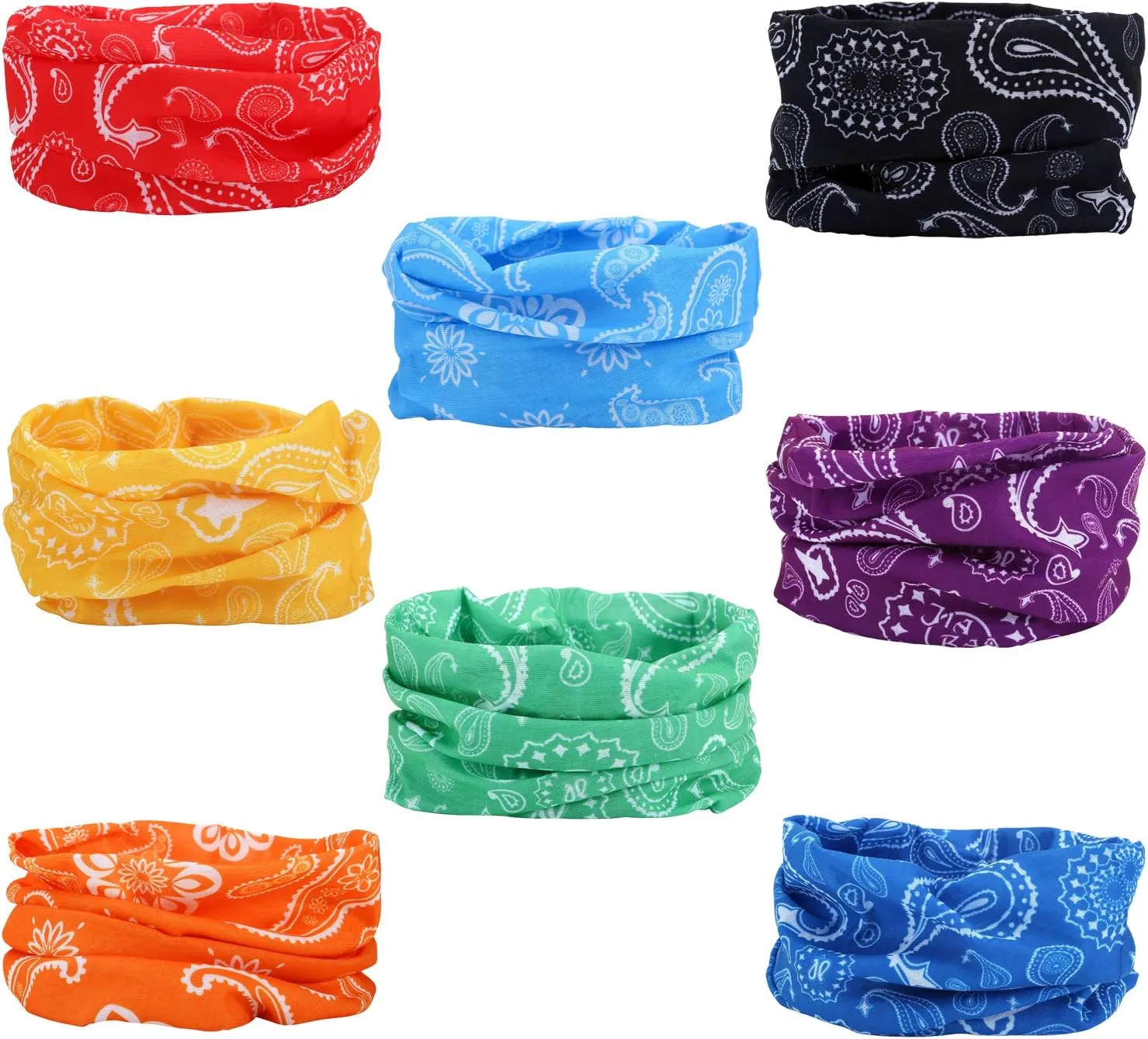 8 Cashew Flower Headband Bandana Balaclava Half Face Mask Shield Head Hair Scarf Neck Gaiter Hat Multipurpose For WoMen Men Breathable Reusable Washable Blue Red Orange Green Yellow Purple
