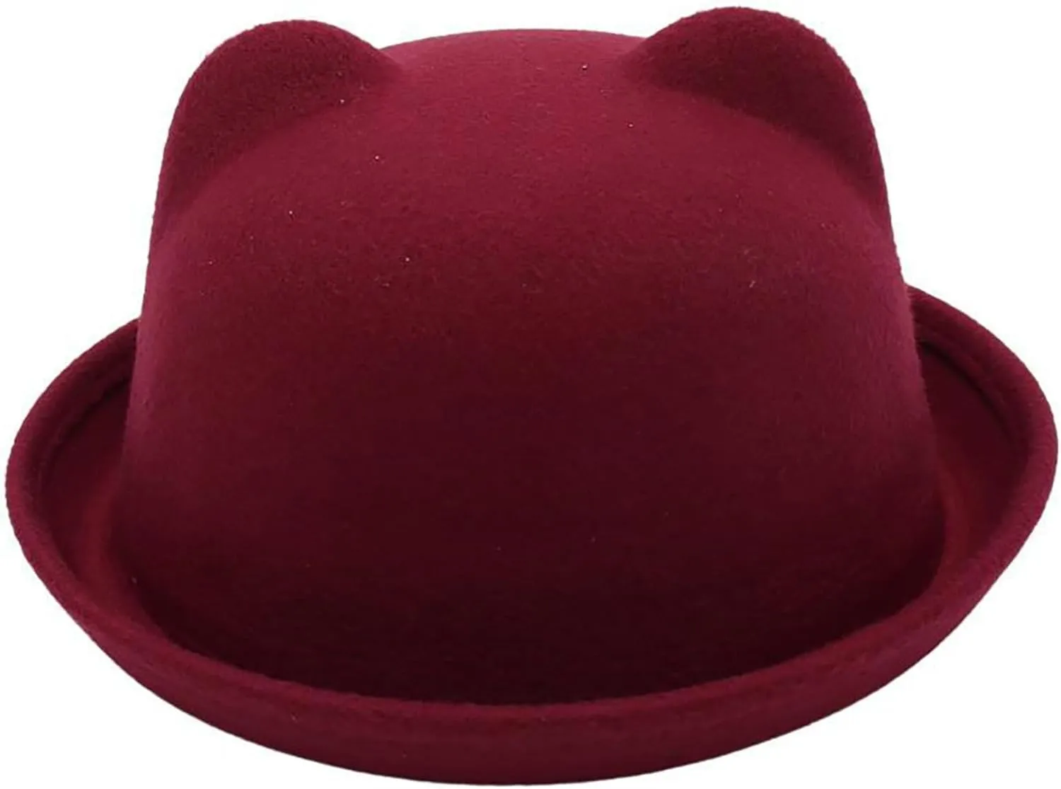 Aislor Bear Cat Ears Fedora Hats Bowler Dome Hat Felt Top Hat French Beanies Animal Hats for Daily Wear