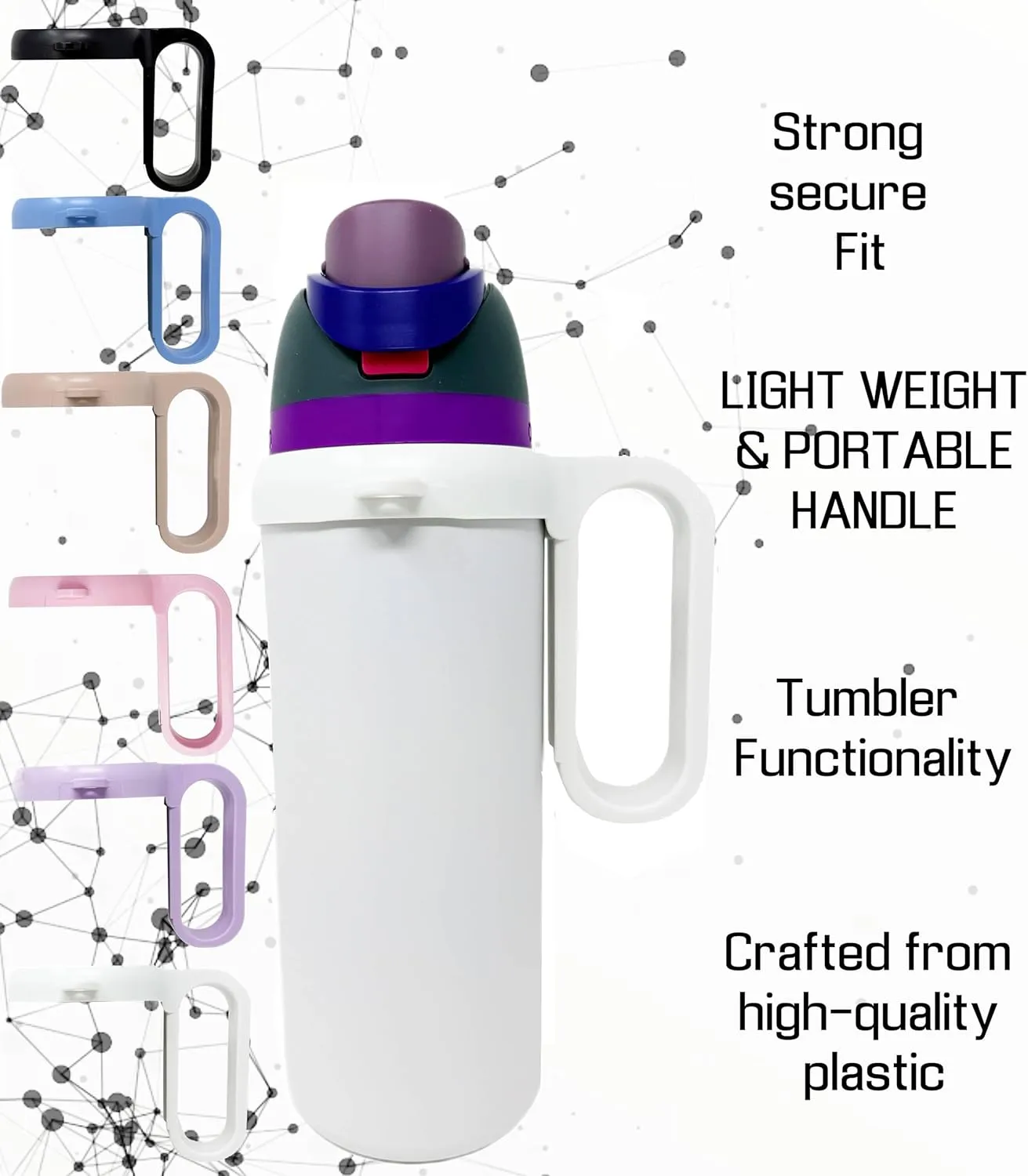 Bottle Handle for Owala FreeSip 24oz 32oz 40oz  Strong Plastic Water Bottle Holder, Durable Easy Carry Accessory for Running, Jogging, Gym, Hiking, and Drinking While Driving & More