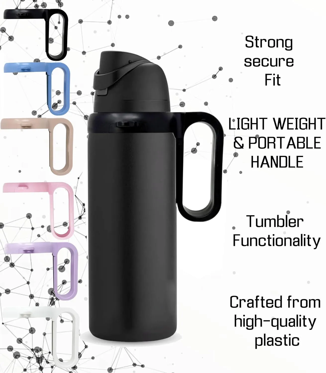 Bottle Handle for Owala FreeSip 24oz 32oz 40oz  Strong Plastic Water Bottle Holder, Durable Easy Carry Accessory for Running, Jogging, Gym, Hiking, and Drinking While Driving & More