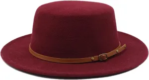 British Style Child Fedora Hats Boy Girls Kids Flat Top Felt Jazz Hat Formal Party Dress Cap