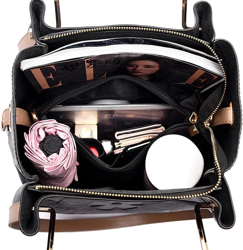 Bucket Bag for Women,Floral Embossed Tote Bag Trendy Vintage Crossbody Bag Large Vegan Leather Hobo Shoulder Handbag