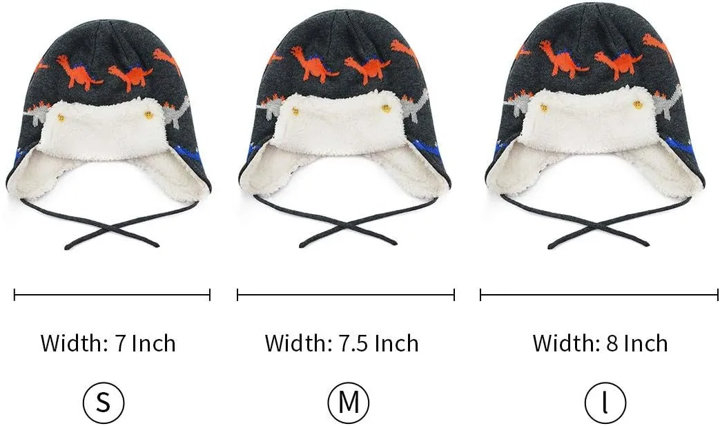 Century Star Baby Fleece Hat Warm Earflap Kids Caps Toddler Boys Winter Hat and Mitten Set