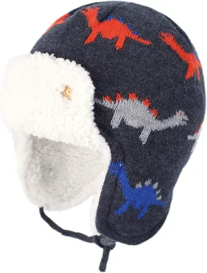 Century Star Baby Fleece Hat Warm Earflap Kids Caps Toddler Boys Winter Hat and Mitten Set