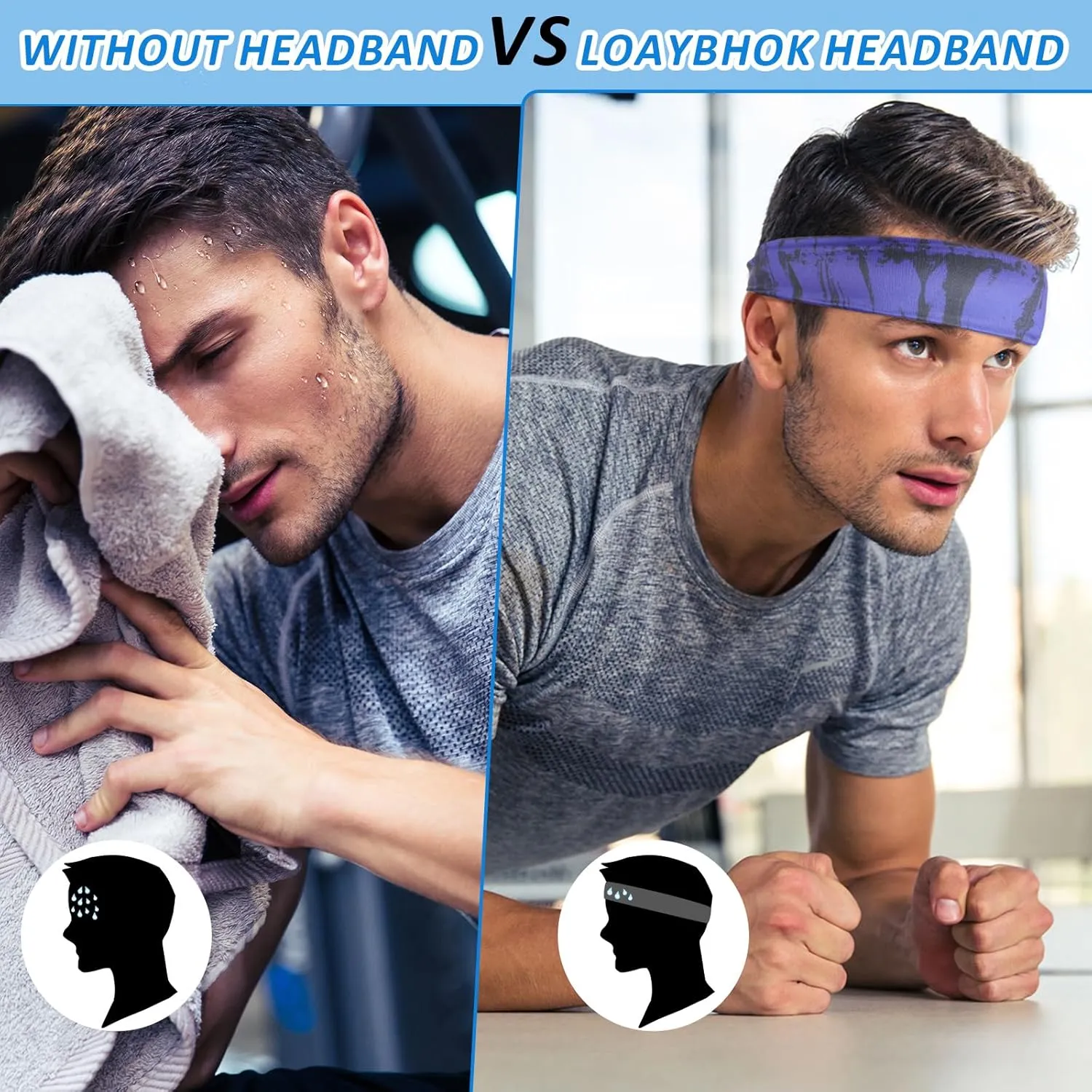 Chuarry 24 Pcs Sports Headbands for Men Women Sweatbands Non Slip Moisture Wicking Headband for Running Hiking Cycling Yoga