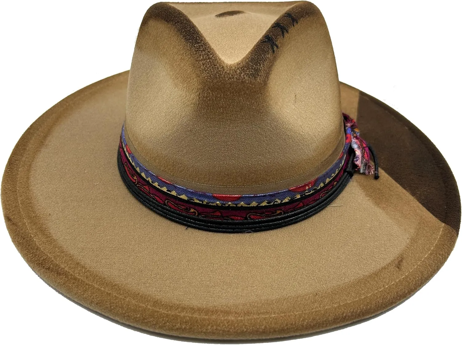 Classic Wide Brim Fedora Hat for Women Man Floppy Panama Hat Western Felt Outdoor Hat with Band Sun Protection