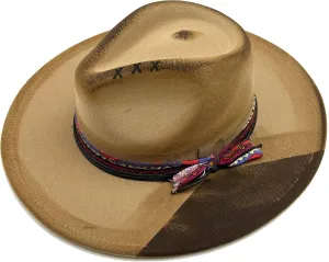Classic Wide Brim Fedora Hat for Women Man Floppy Panama Hat Western Felt Outdoor Hat with Band Sun Protection