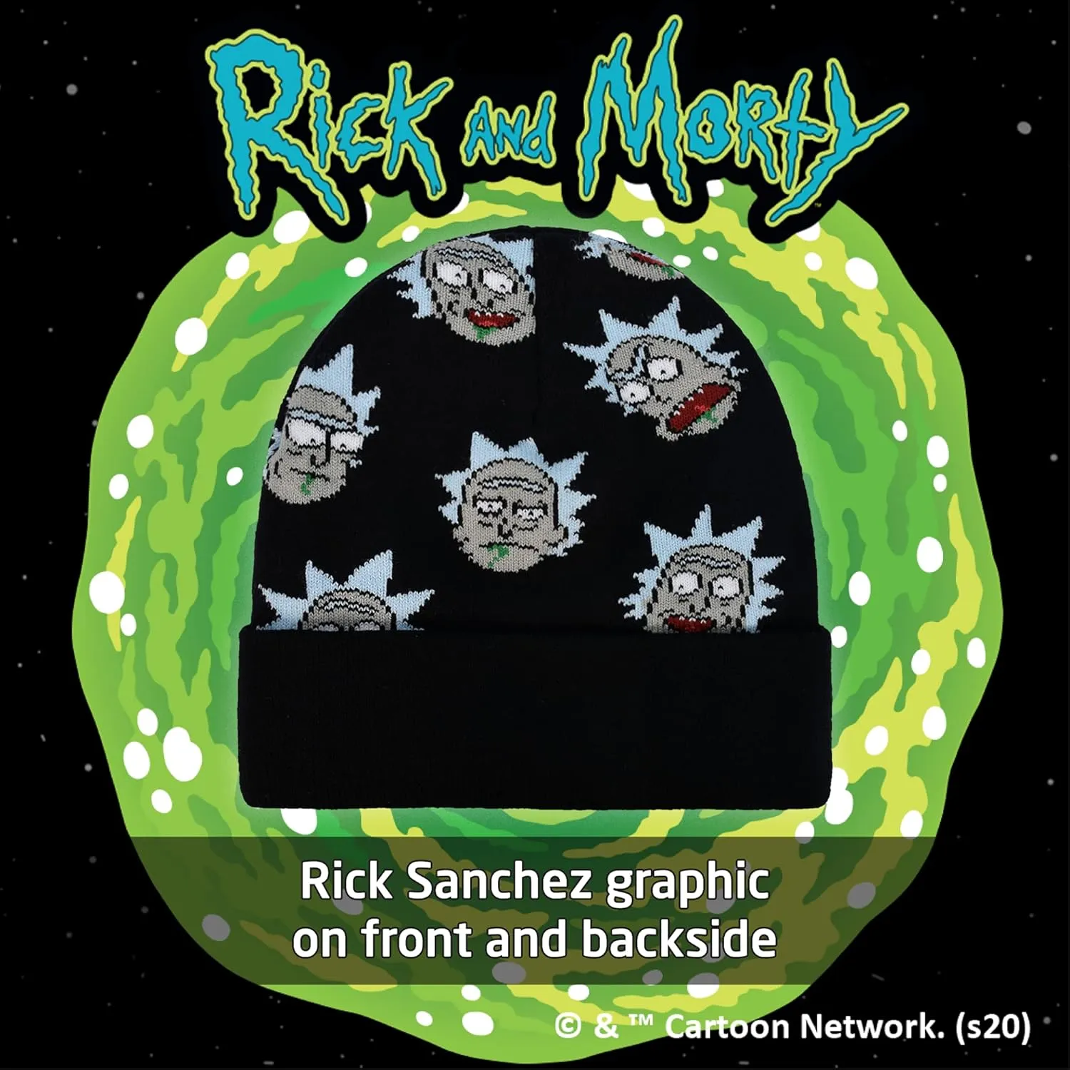 Concept One Rick and Morty Cuff Beanie Hat, Winter Knit Cap