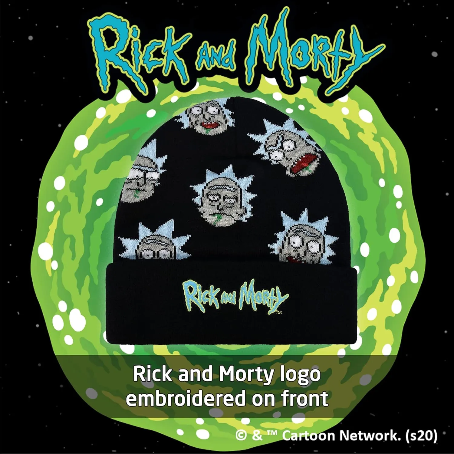 Concept One Rick and Morty Cuff Beanie Hat, Winter Knit Cap