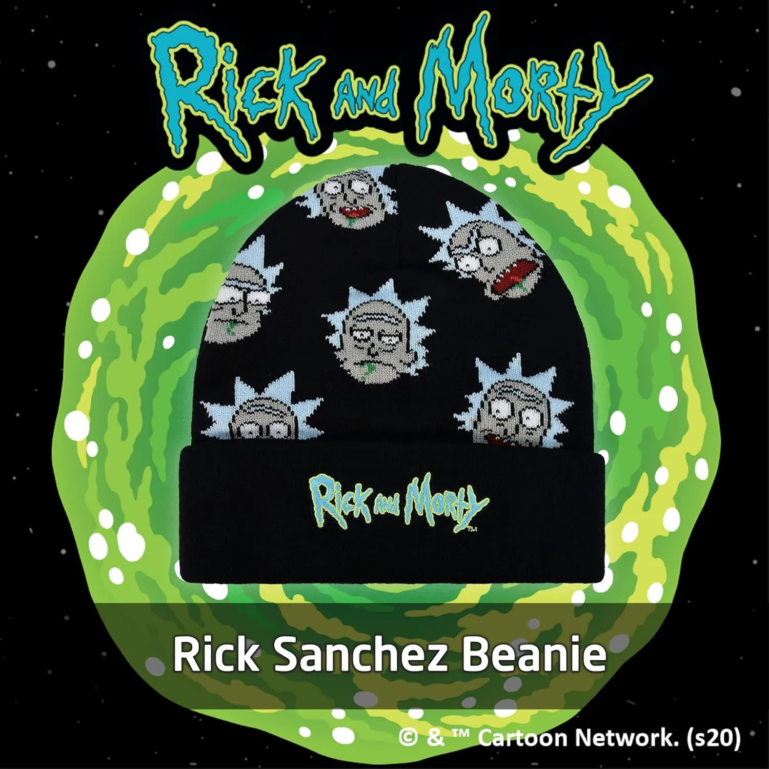 Concept One Rick and Morty Cuff Beanie Hat, Winter Knit Cap