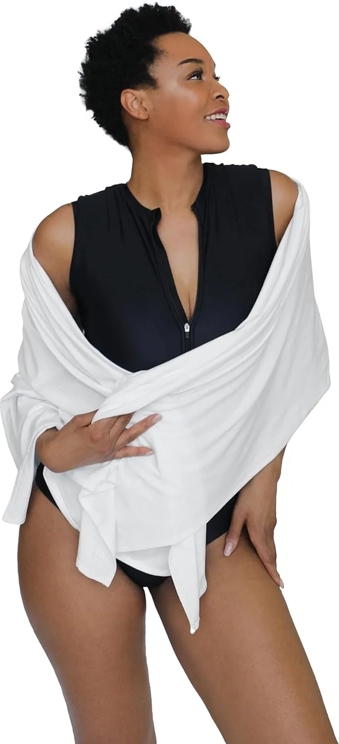Coolibar UPF 50  Women's Sanibel Everyday Beach Shawl, Tulip Pink, OS, Solid - Sun Protective