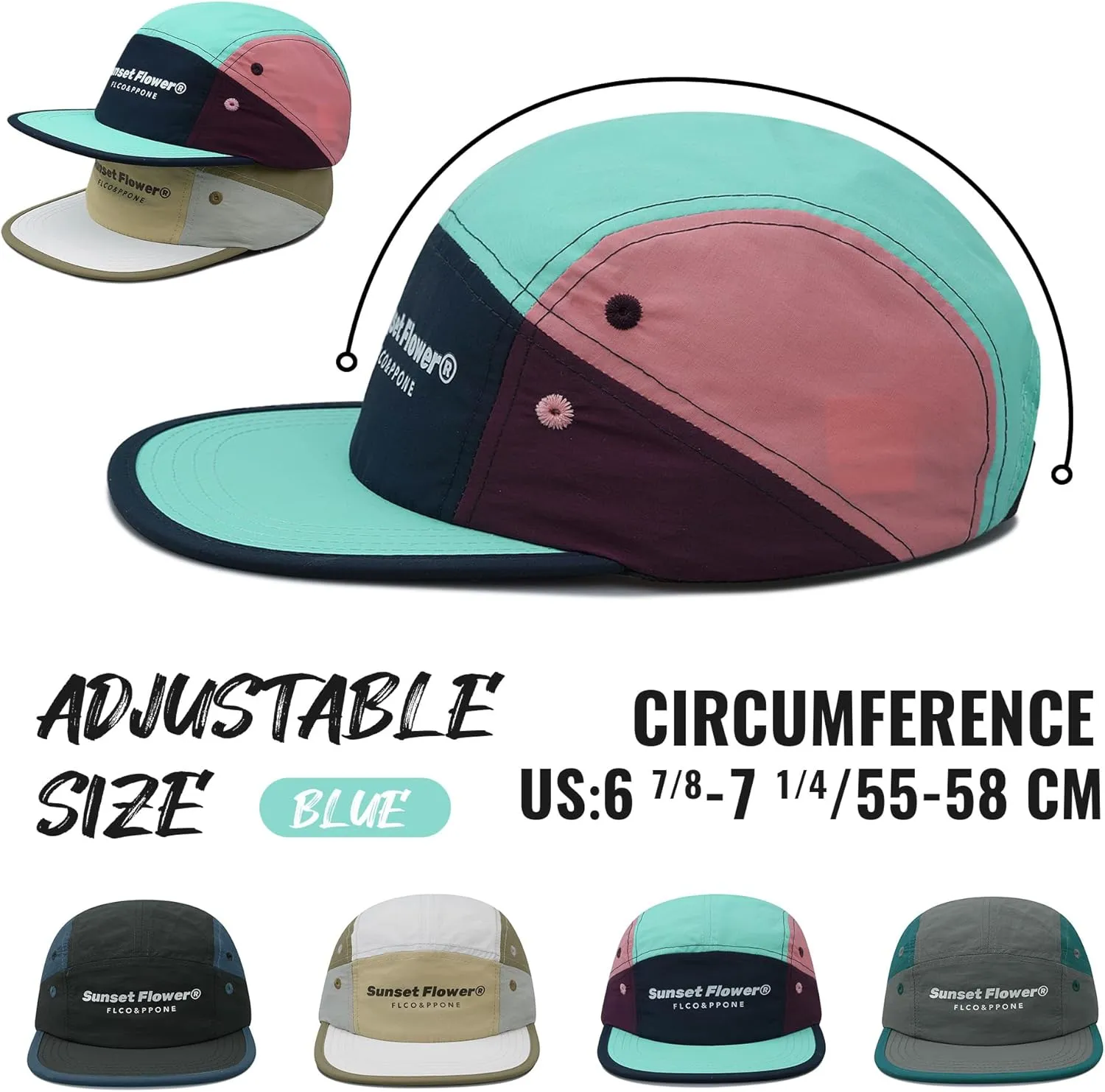 Croogo Men 5 Panel Baseball Cap Casual Dad Hat Multi Color Sports Cap Flat Bill Trucker Cap Summer Lightweight Umpire Sun Hat