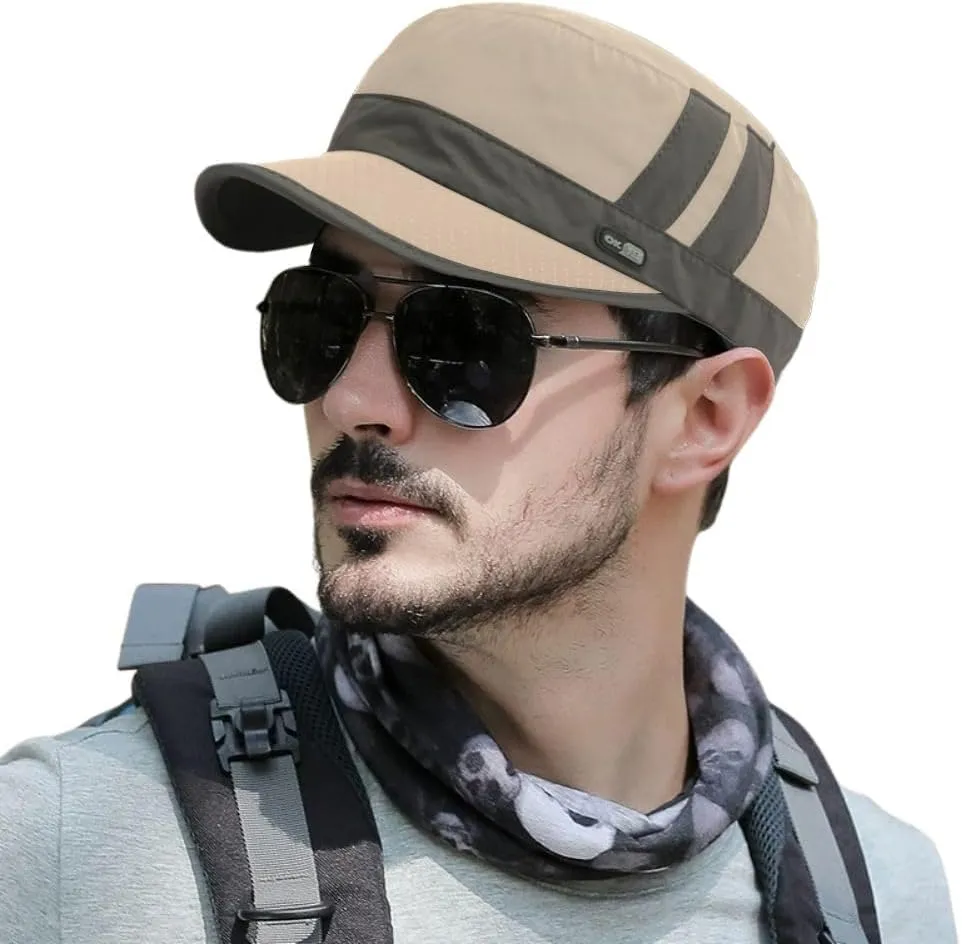 FASHIXD Mesh Military Hat for Men Summer Army Cap Quick Qry Short Bill Hat Cadet Caps