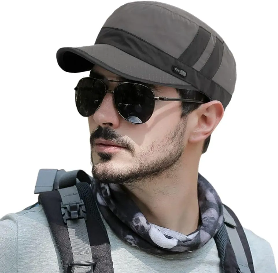 FASHIXD Mesh Military Hat for Men Summer Army Cap Quick Qry Short Bill Hat Cadet Caps