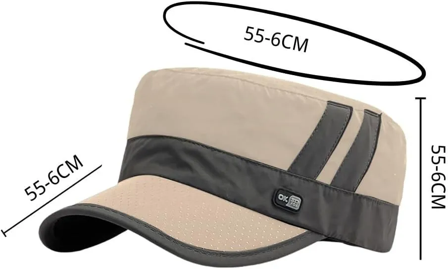 FASHIXD Mesh Military Hat for Men Summer Army Cap Quick Qry Short Bill Hat Cadet Caps