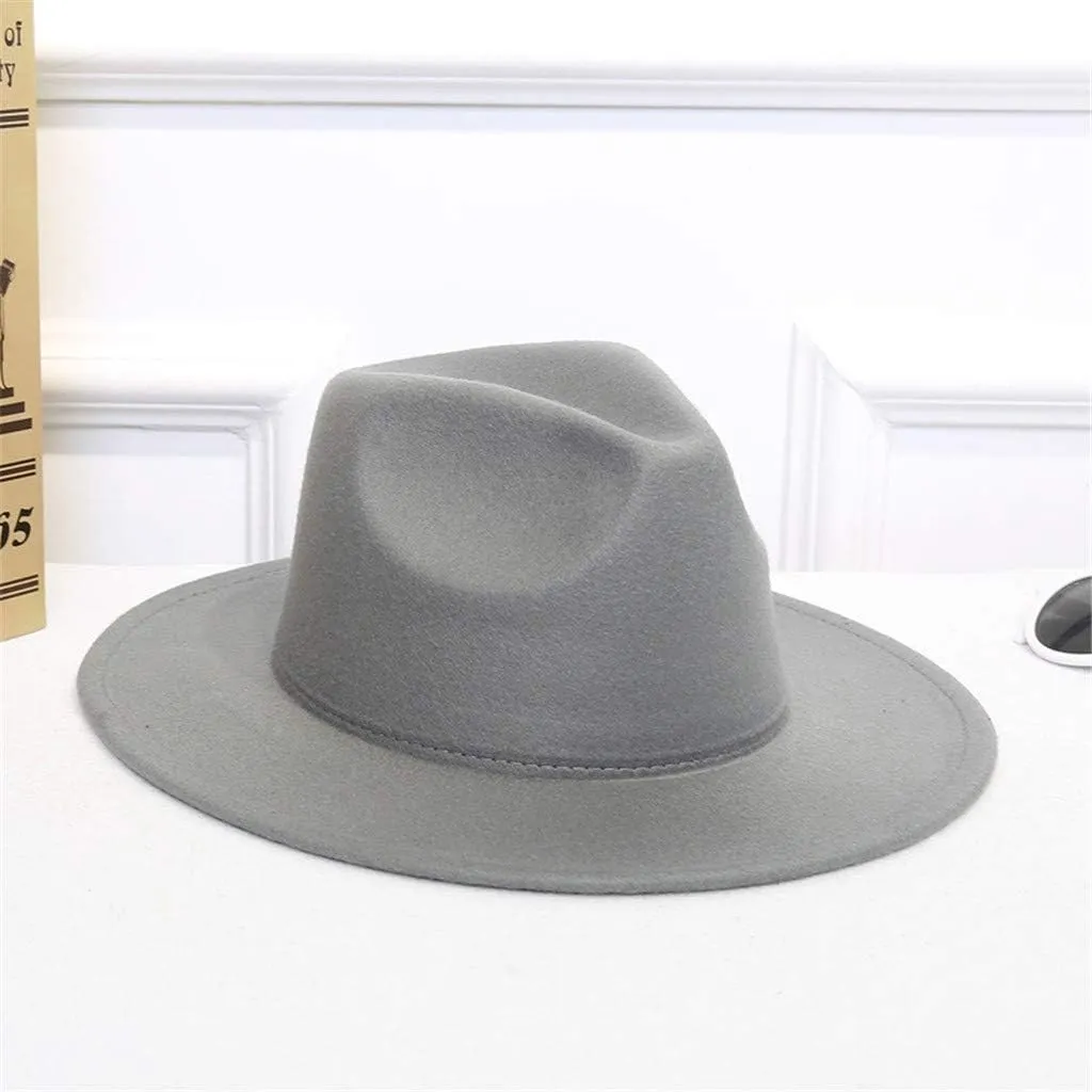 Fedora Hat with Belt Buckle Vintage Floppy Panama Hat Classic Wide Brim Rancher Jazz Lady Retro Hat Women Men
