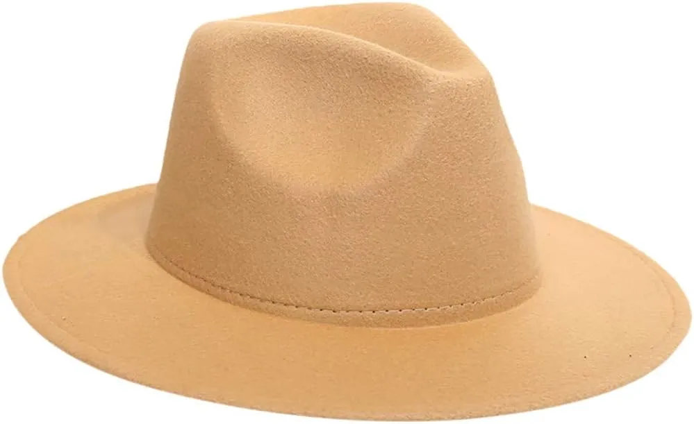 Fedora Hat with Belt Buckle Vintage Floppy Panama Hat Classic Wide Brim Rancher Jazz Lady Retro Hat Women Men