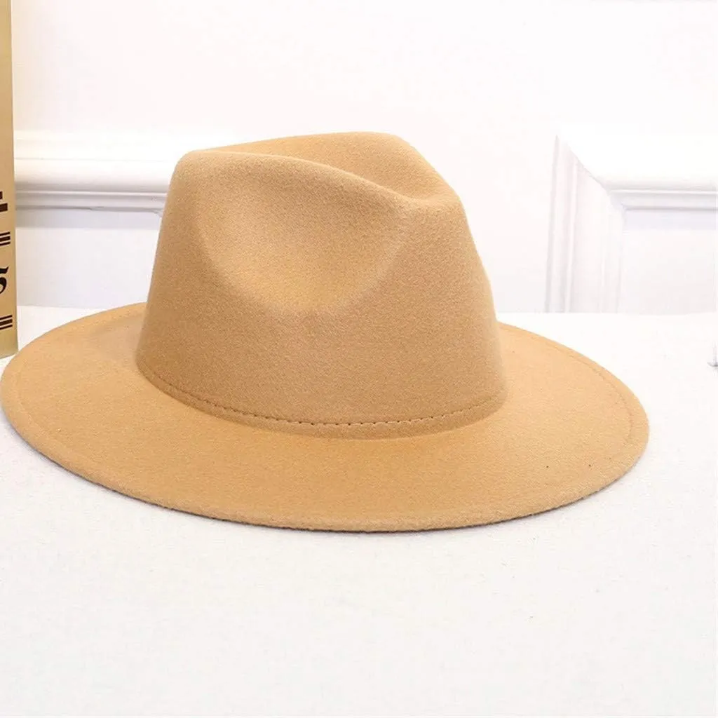 Fedora Hat with Belt Buckle Vintage Floppy Panama Hat Classic Wide Brim Rancher Jazz Lady Retro Hat Women Men