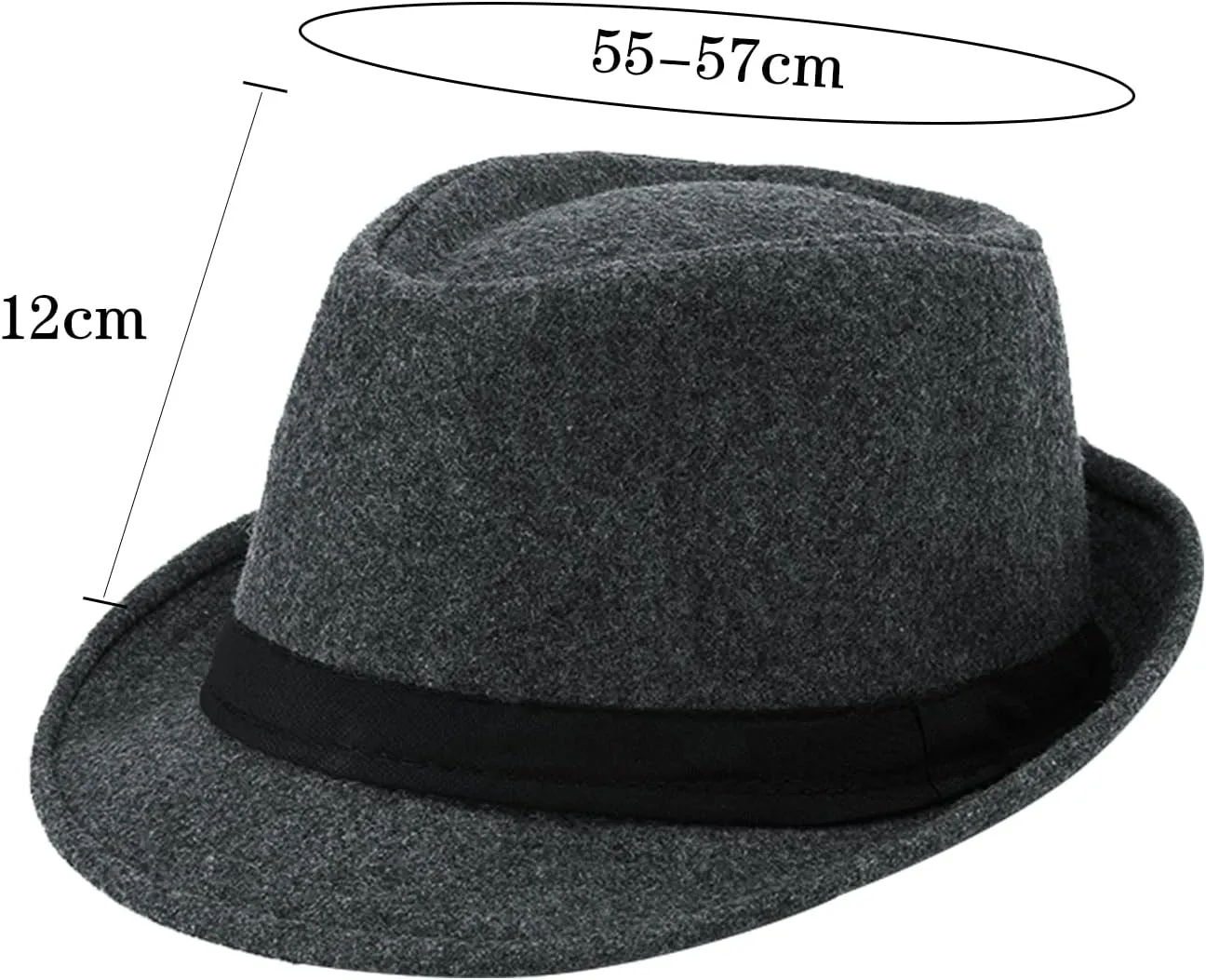 Felt Trilby Fedora Hat Short Brim Panama Jazz Hat 20s Bowler Gatsby Cap for Men Women