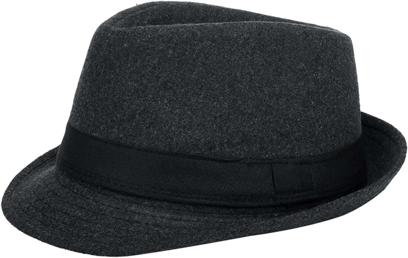 Felt Trilby Fedora Hat Short Brim Panama Jazz Hat 20s Bowler Gatsby Cap for Men Women