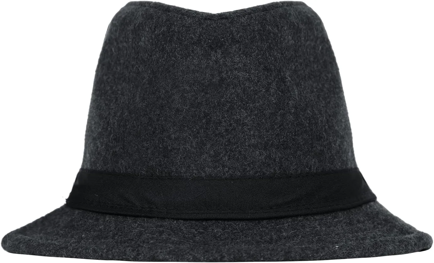 Felt Trilby Fedora Hat Short Brim Panama Jazz Hat 20s Bowler Gatsby Cap for Men Women