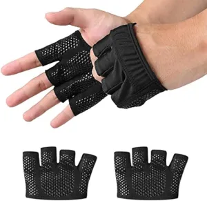 Fitness Exercise Gloves, Silicone Non-slip Four Finger Weightlifting Protection Gloves, Men Women Callus Guard Workout Grip Gloves, Protect for Power Cross Training Lifting Hanging Cycling Yoga