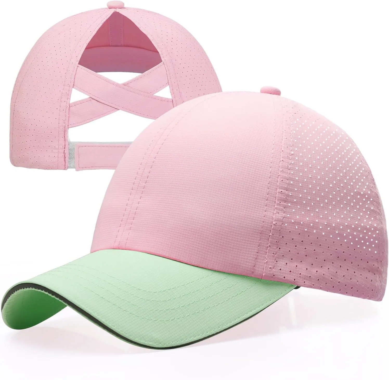 Girls Criss Cross Ponytail Hat Mesh Baseball Cap Kids Quick Dry Ponycap Hats Outdoor Summer Sports Hat Age 7-12