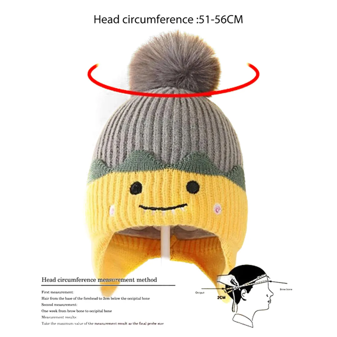 Grey Naughty Monster Winter Cap & Neck Muffler Set