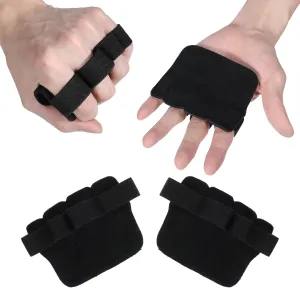 Gym Gloves for Men Weight Lifting, Four-Finger Leather Weightlifting Gloves, Anti-Slip Men's Pull Up Gloves Workout Palm Guard Gloves, Gym Hand Gloves for Women Men Fitness Training (Black)