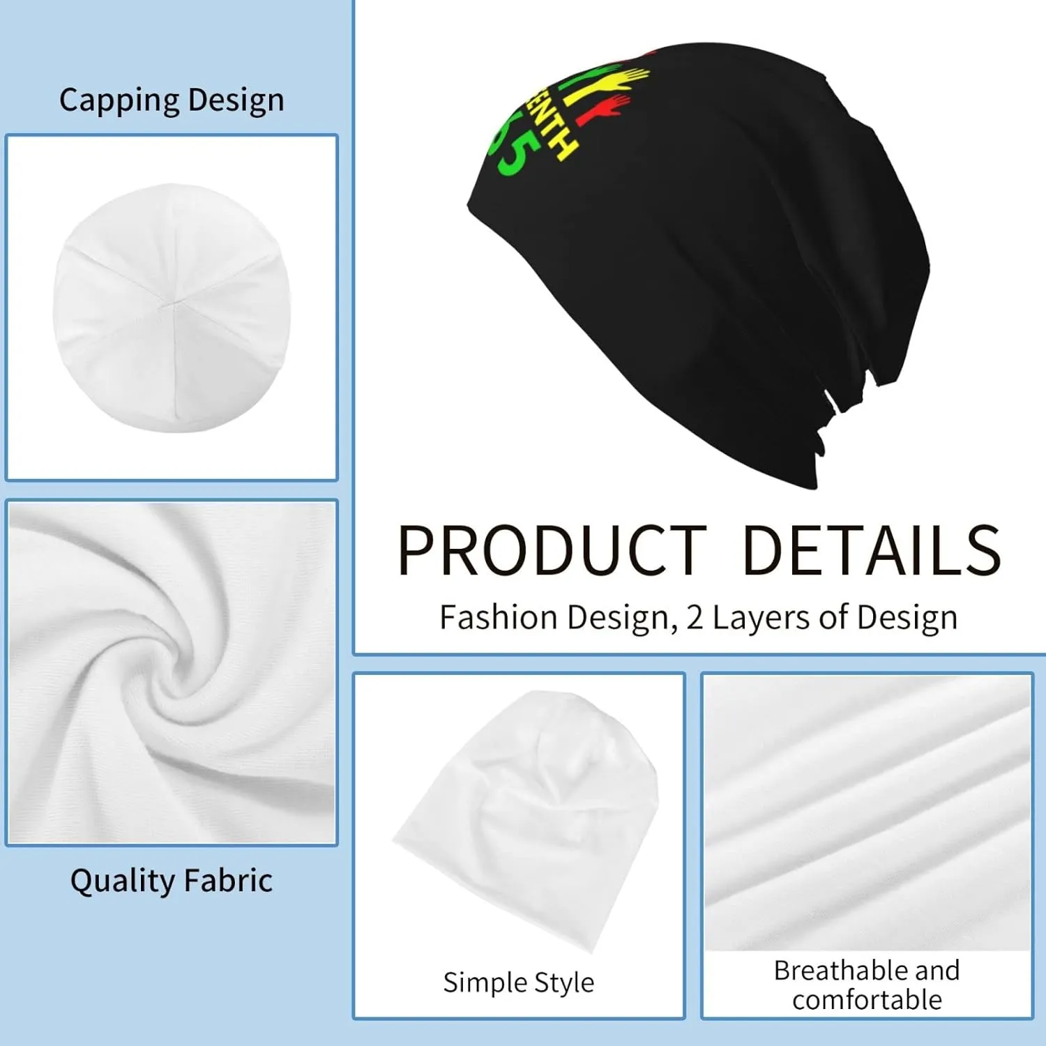 Happy Juneteenth Day Freedom 1865 Beanie Hat for Men Women Knit Warm Casual Hats Classic Winter Cap
