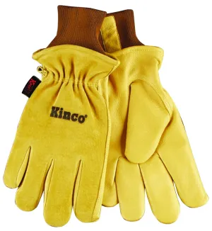 Heatkeep 94HK-M Protective Gloves, Men's, M, 13 in L, Keystone Thumb, Knit Wrist Cuff, Pigskin Leather, Gold :PR: QUANTITY: 1