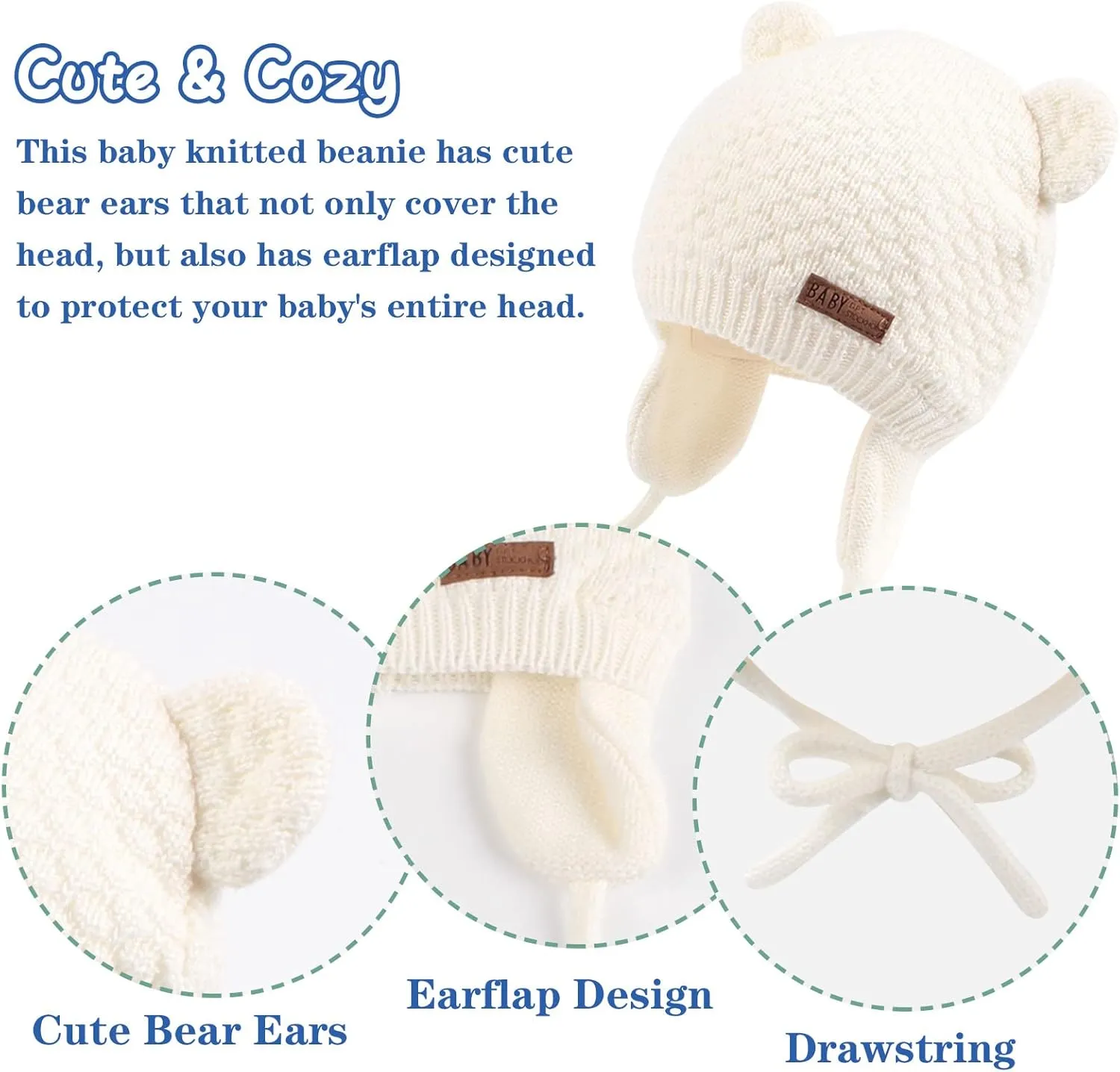 JANGANNSA Cute Knitted Boys Girls Christmas Beanie Warm Earflap Winter Hat Infant Toddler Baby Beanie 0-2Y