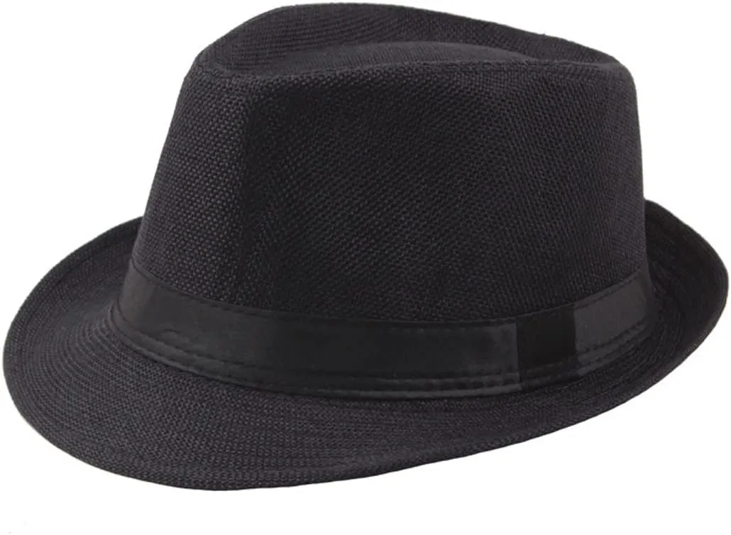 Jazz Fedora Hat Panama Hat Men Vintage Top Hat Men's Fashion Jazz Cap, Fits Head Circumference 56-58cm/22-22.83"