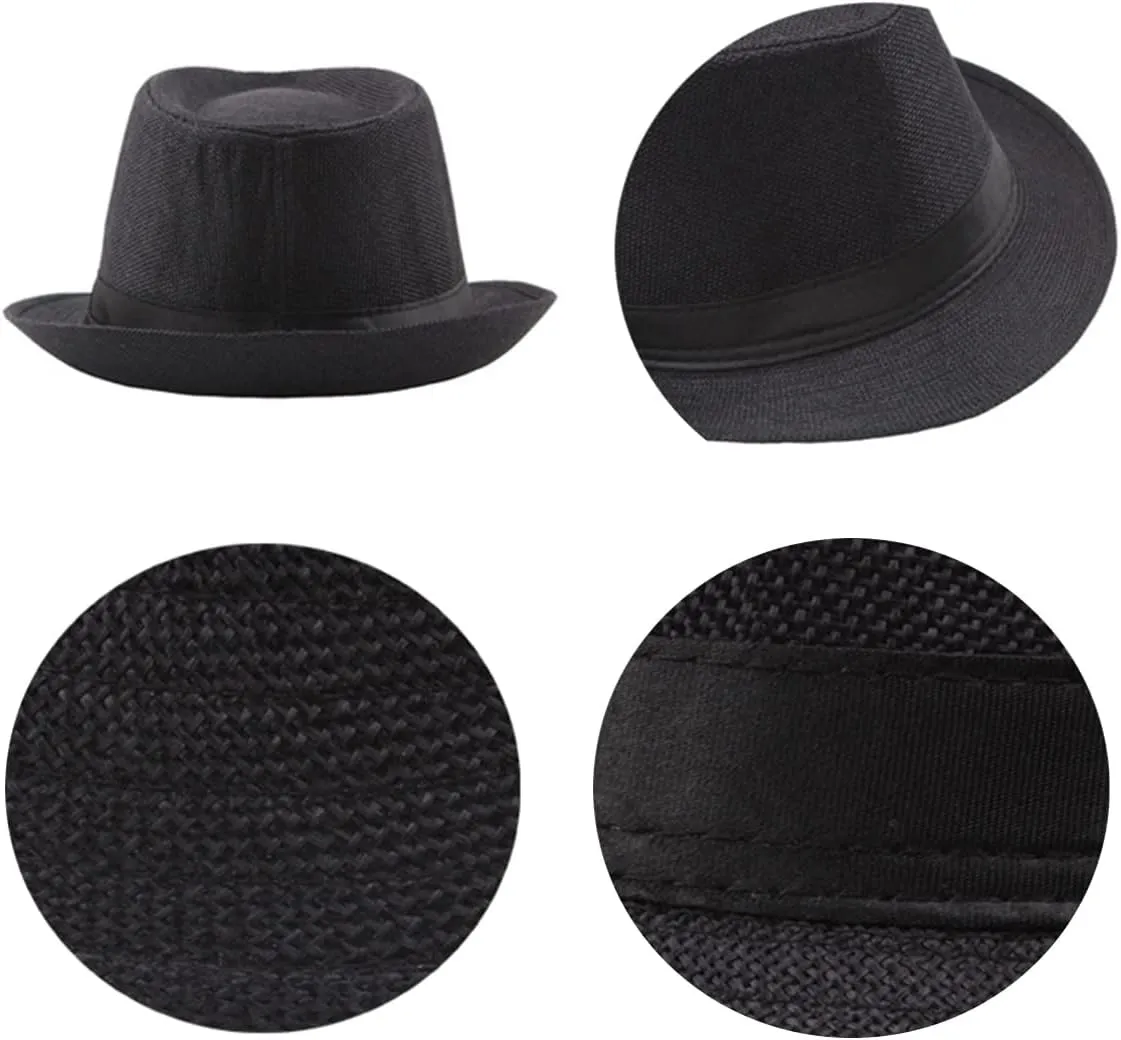 Jazz Fedora Hat Panama Hat Men Vintage Top Hat Men's Fashion Jazz Cap, Fits Head Circumference 56-58cm/22-22.83"