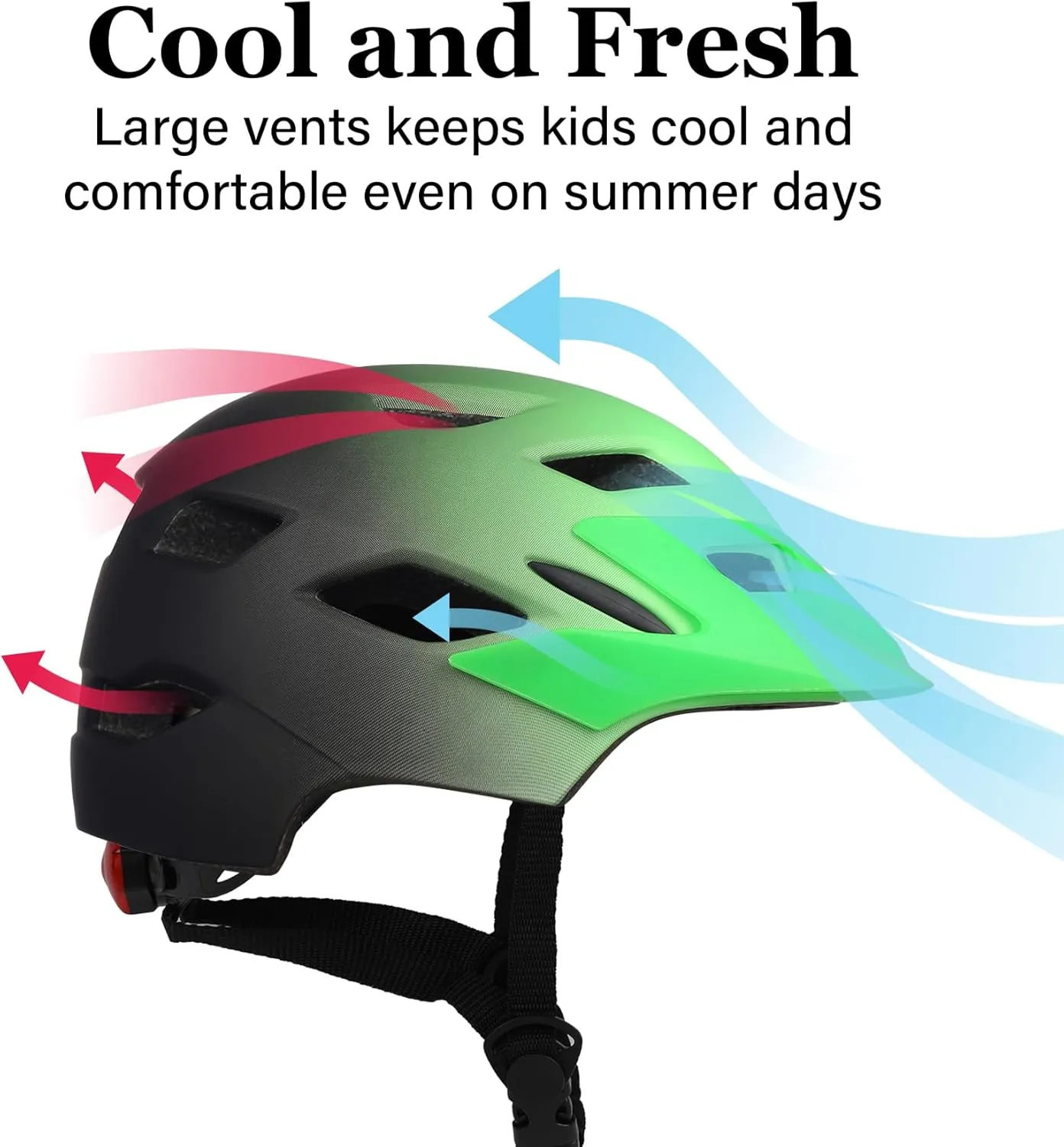 Kids Bike Helmet, Adjustable Youth Boys Girls Helmets for Ages 3-5-8-14 Years (50-57cm), Child Helmet with Visor and LED Light, Lightweight Multi-Sport Bicycle Scooter Skate Cycling Helmets