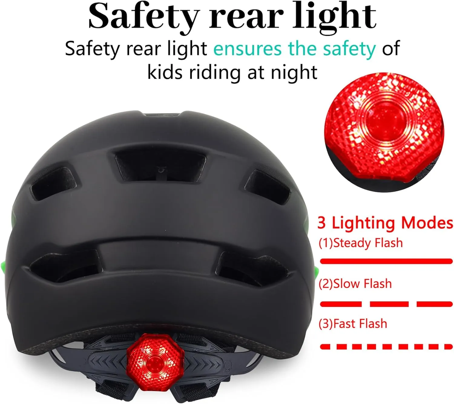 Kids Bike Helmet, Adjustable Youth Boys Girls Helmets for Ages 3-5-8-14 Years (50-57cm), Child Helmet with Visor and LED Light, Lightweight Multi-Sport Bicycle Scooter Skate Cycling Helmets