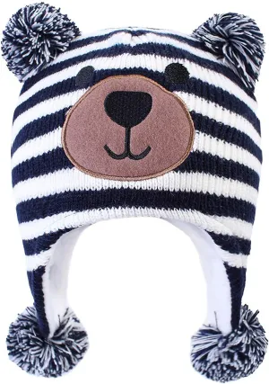 LANGZHEN Toddler Kids Infant Winter Hat,Earflap Knit Warm Cap Fleece Lined Beanie for Baby Boys Girls