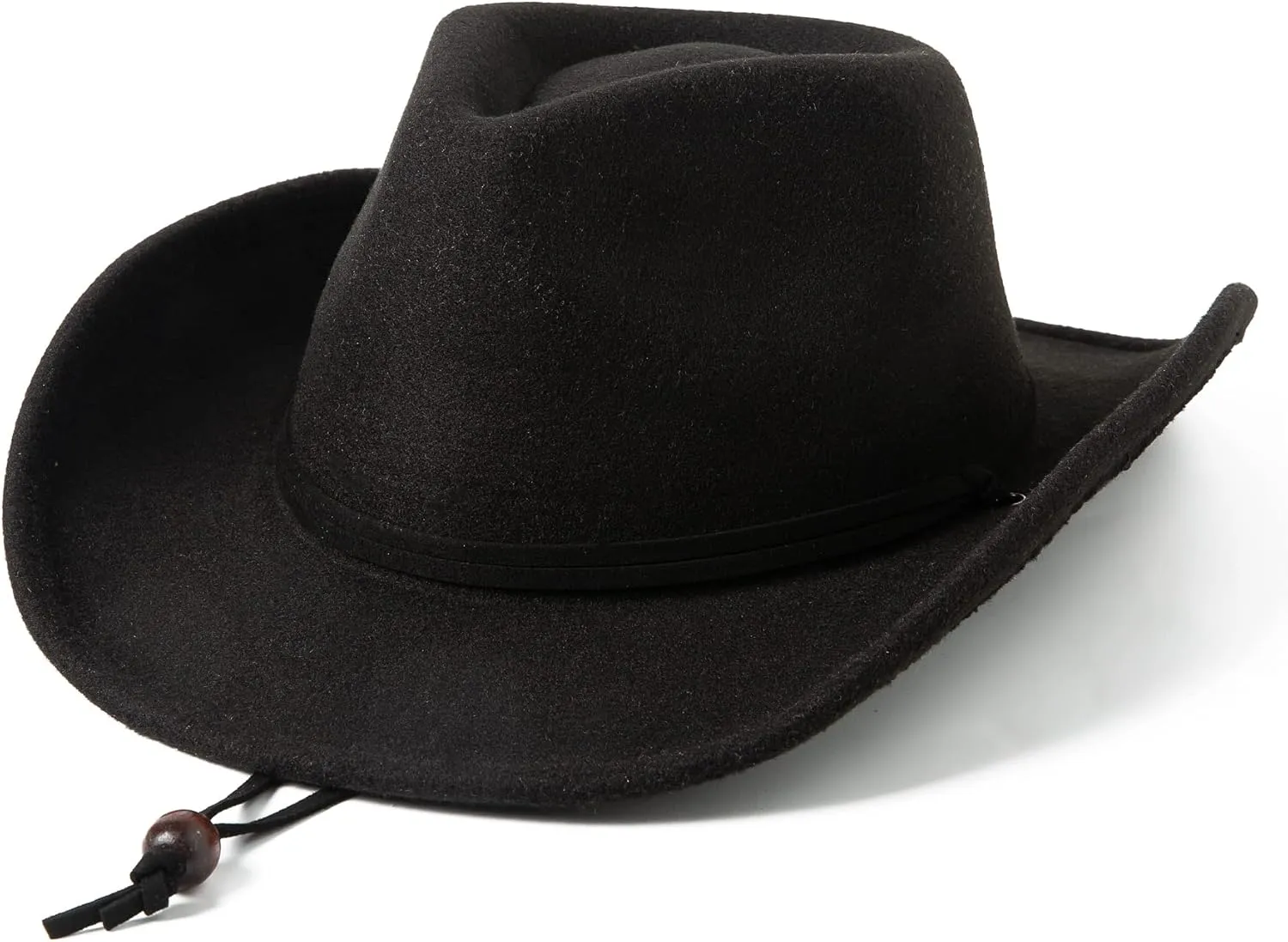 Lanzom Kids Girls Boys Retro Felt Wide Brim Western Cowboy Cowgirl Hat Dress Up Hat with Wind Lanyard