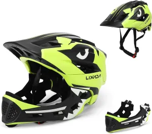 Lixada Kids Bike Helmet Adjustable Detachable Full Face Helmet for Cycling Helmet for Children Bicycle, Skateboard, Scooter, Protective Gear (20.5-22 Inches)