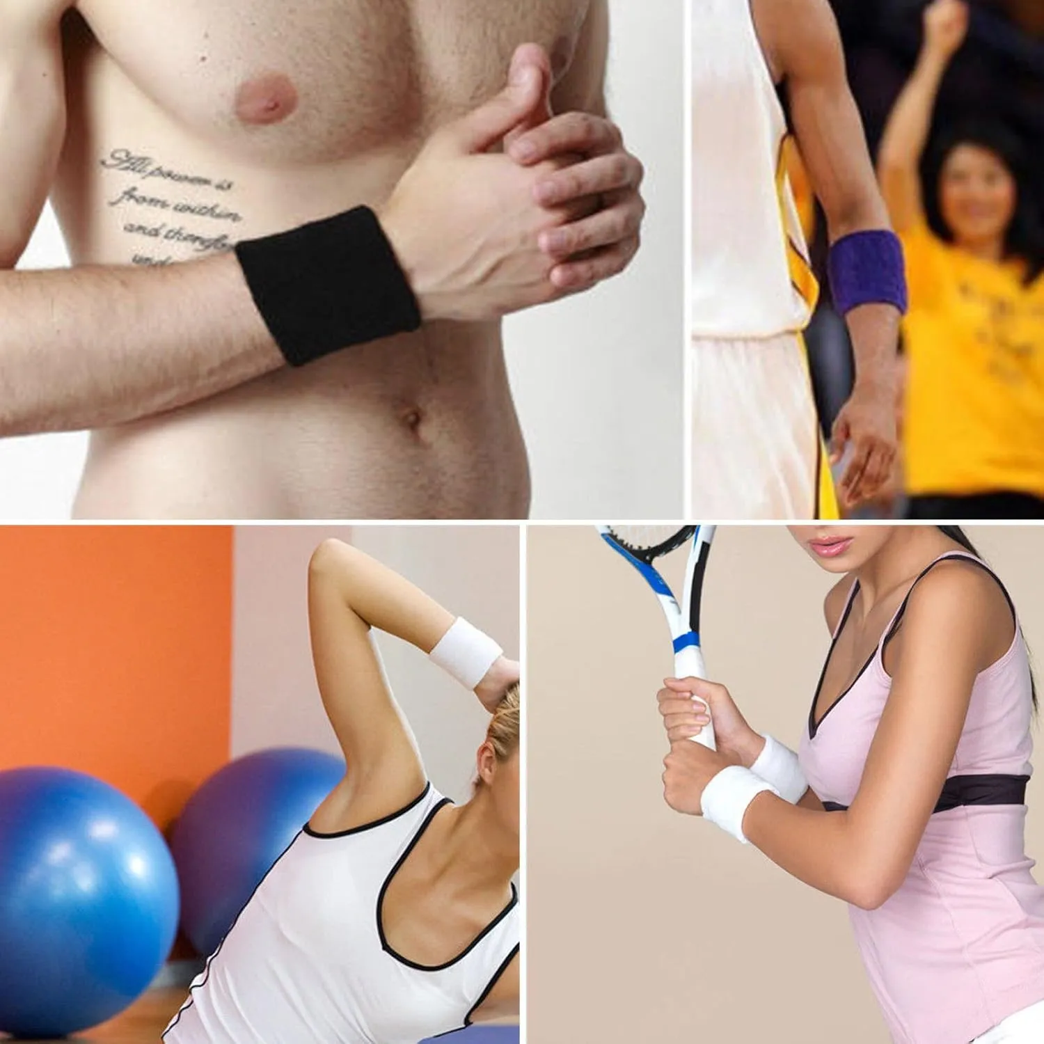 Mallofusa 10 Pack Colorful Sports Basketball Football Absorbent Wristband Party Outdoor Activity