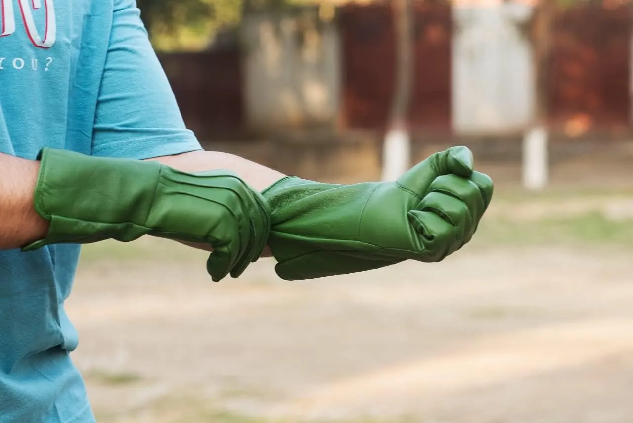 Men's Medieval Renaissance Cosplay Unlined Gauntlet Genuine Leather Costume Gloves