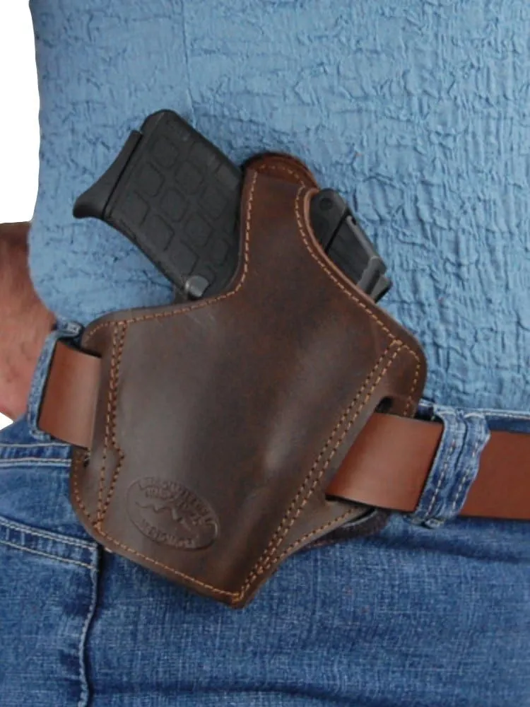 New Barsony Brown Leather Pancake Holster for 380 and Small 9mm 40 45