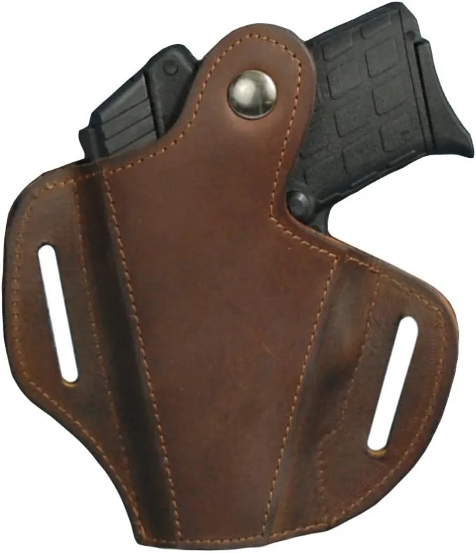 New Barsony Brown Leather Pancake Holster for 380 and Small 9mm 40 45