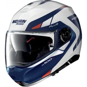 Nolan N100-5 Plus N-Com - Milestone Metal White / Blue / Red