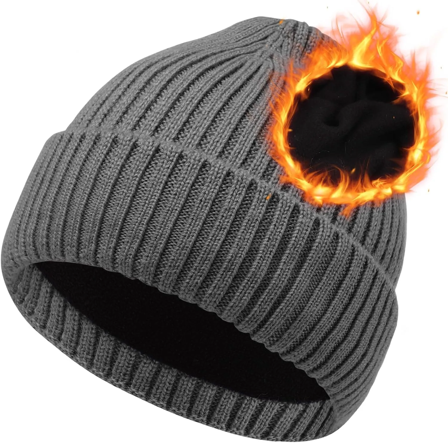 Oversize L/XL/XXL Beanie Hat for Big Heads - Unisex Merino Wool Cuff Beanie Winter Hat for Men and Women