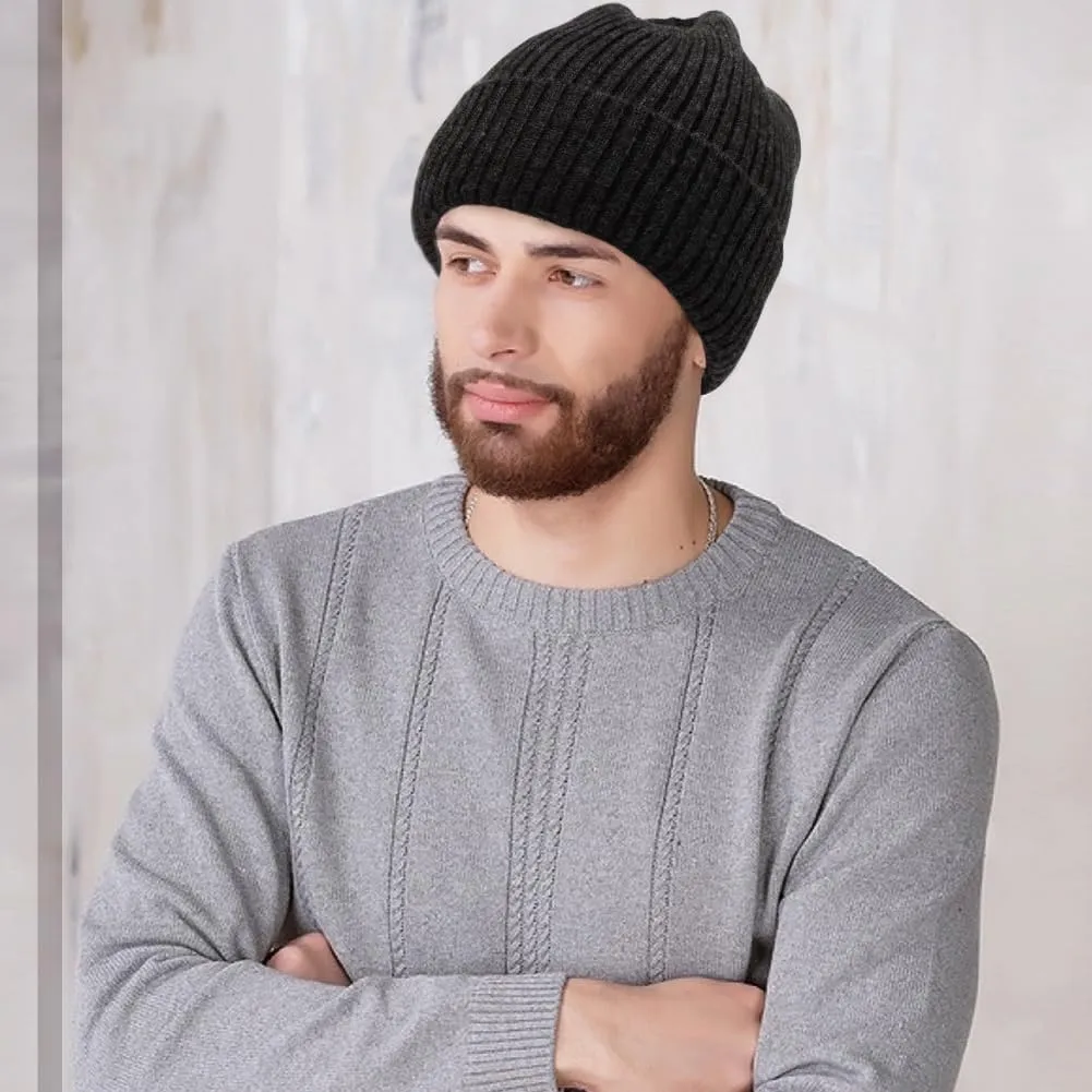 Oversize L/XL/XXL Beanie Hat for Big Heads - Unisex Merino Wool Cuff Beanie Winter Hat for Men and Women