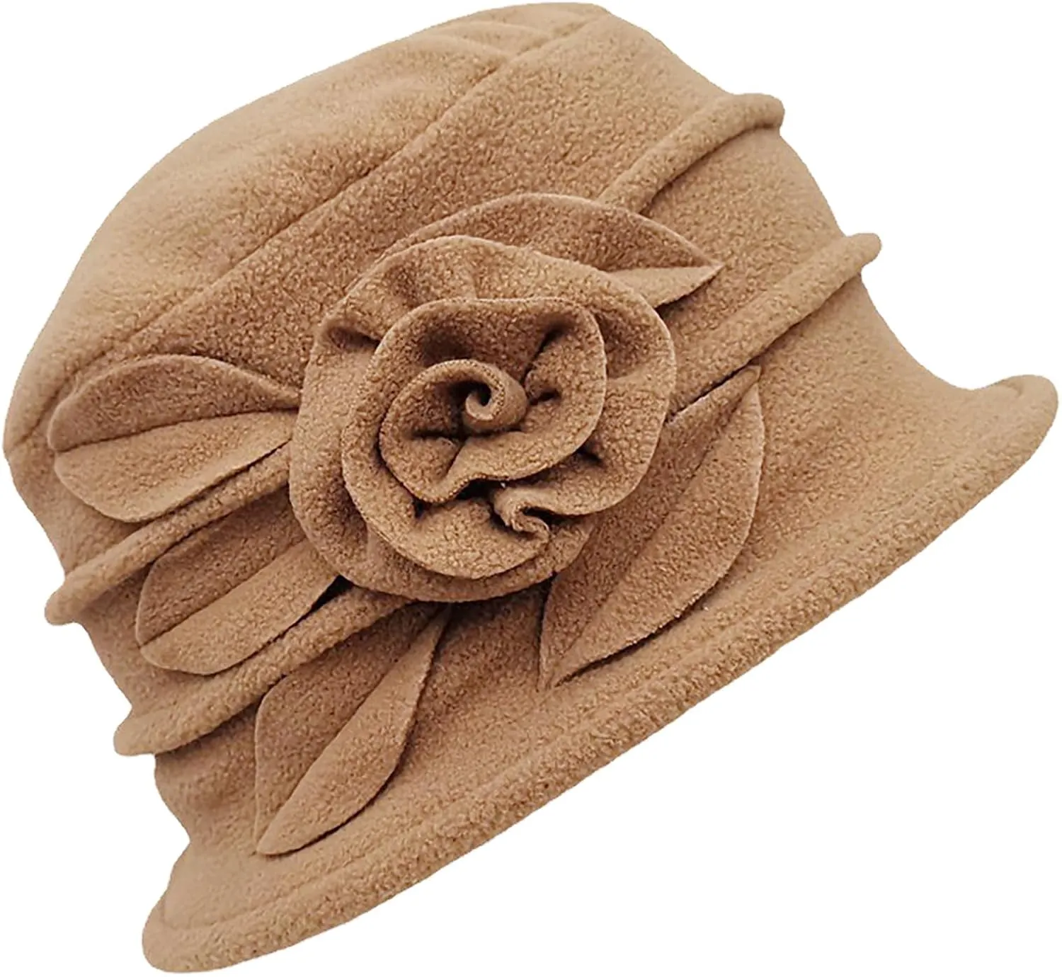 Polar Fleece Fashion Women-Cloche-Hat, 1920s Vintage Womens-Felt-Hat, Floral Winter Fall Spring Church-Hats for Women Elegant