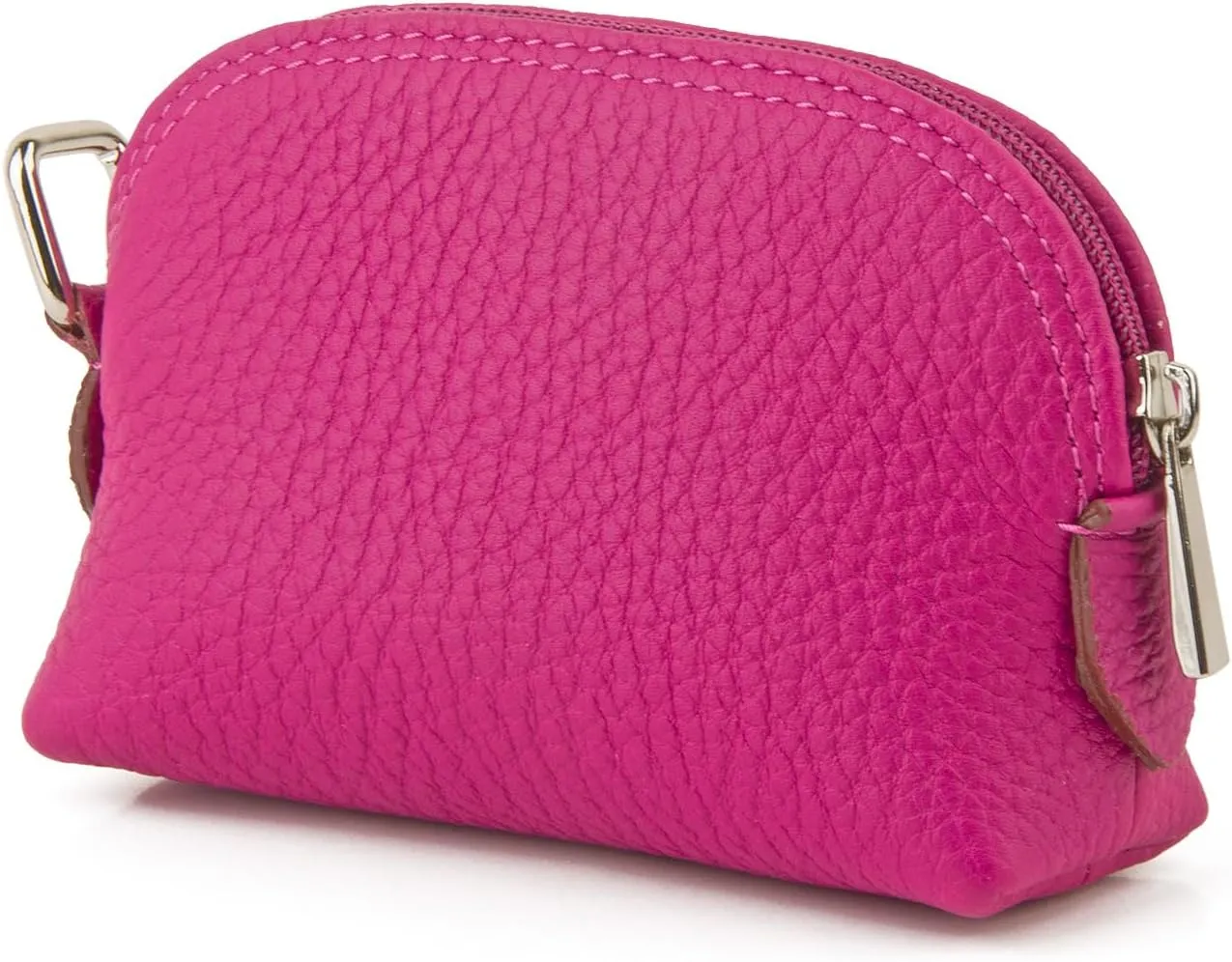 Premium Full-Grain Leather Portable Coin Purse for Women, Fashionable Cute Small Wallets Woman (Fuchsia)