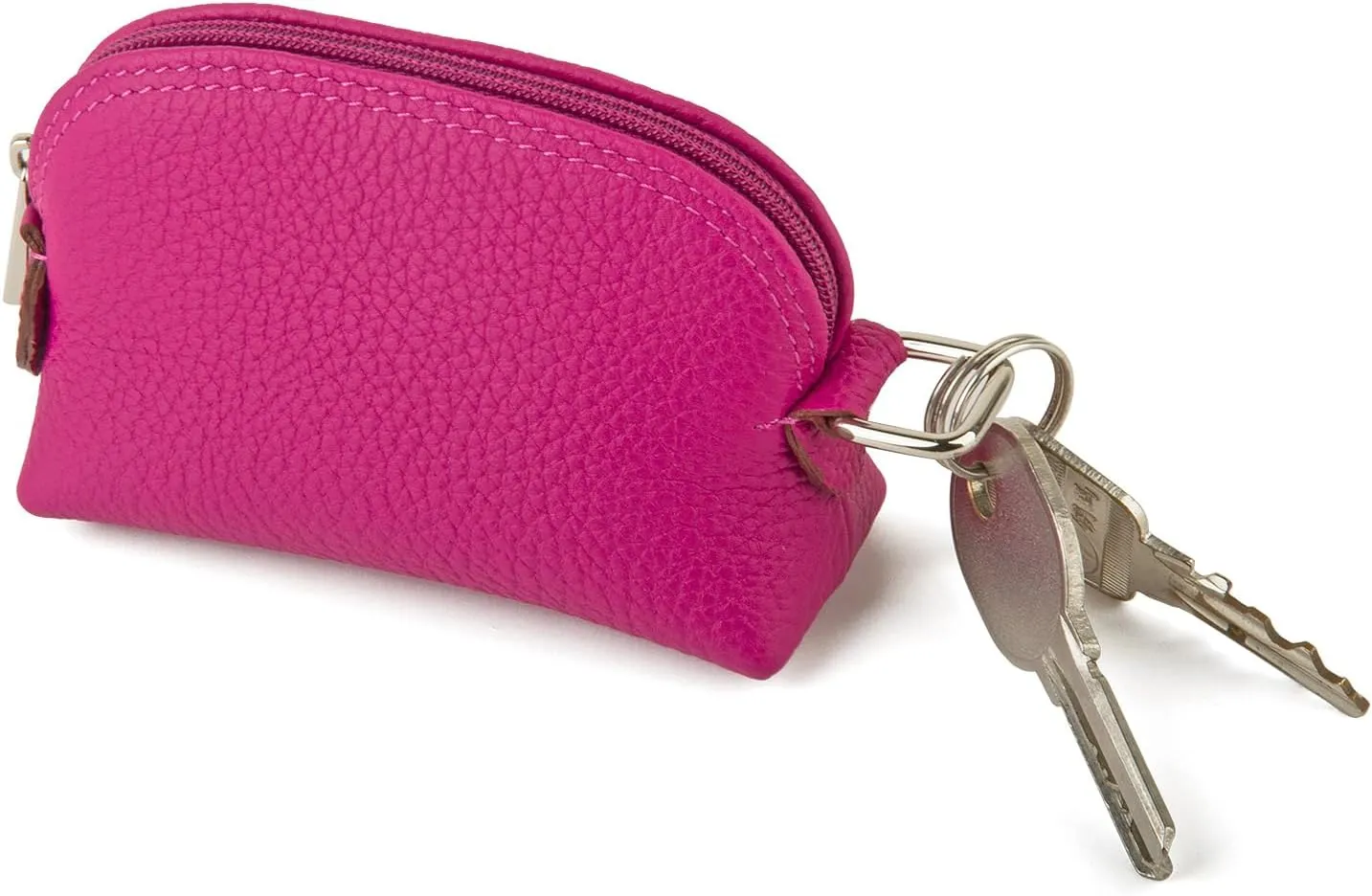Premium Full-Grain Leather Portable Coin Purse for Women, Fashionable Cute Small Wallets Woman (Fuchsia)